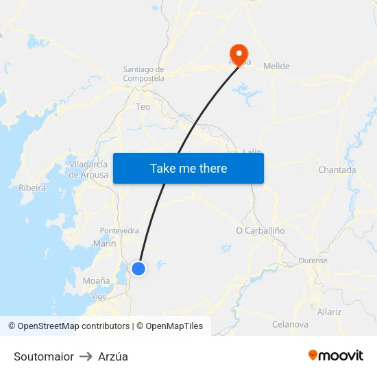 Soutomaior to Arzúa map