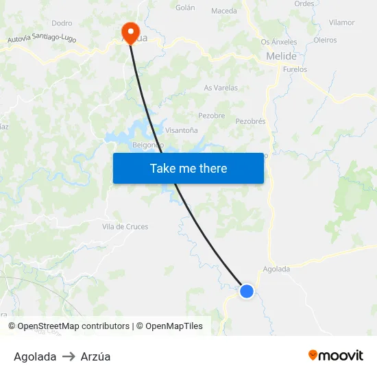Agolada to Arzúa map