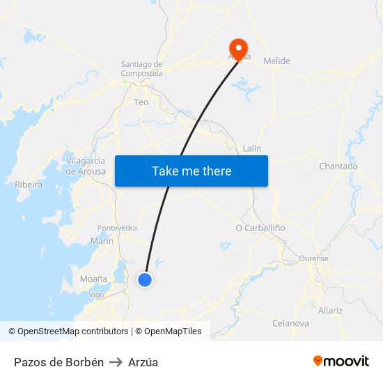 Pazos de Borbén to Arzúa map