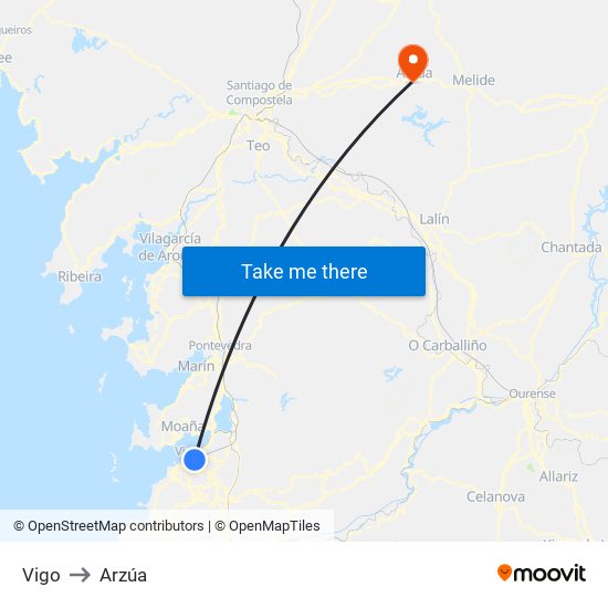 Vigo to Arzúa map