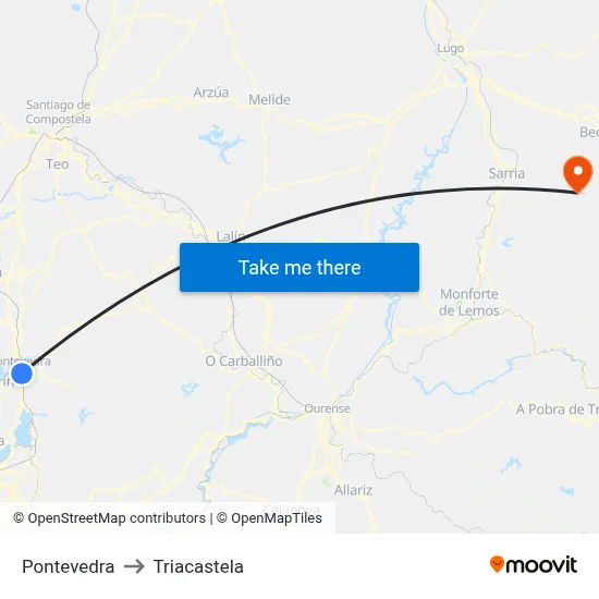 Pontevedra to Triacastela map
