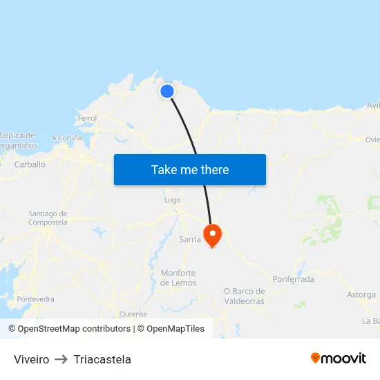 Viveiro to Triacastela map