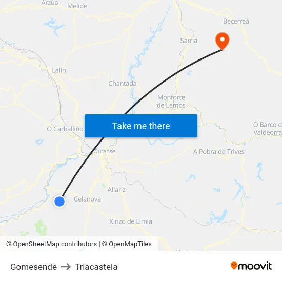 Gomesende to Triacastela map