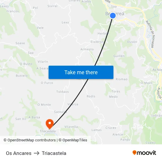 Os Ancares to Triacastela map
