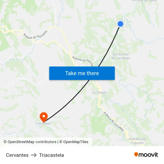 Cervantes to Triacastela map