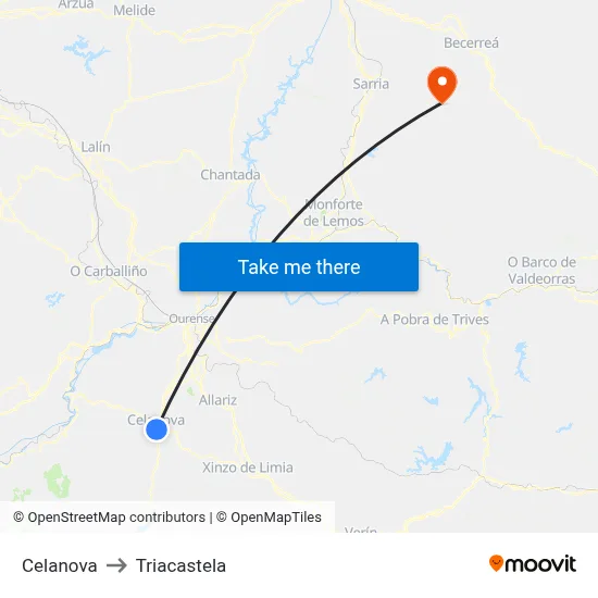 Celanova to Triacastela map
