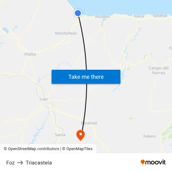 Foz to Triacastela map