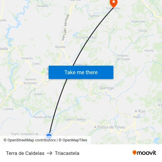 Terra de Caldelas to Triacastela map