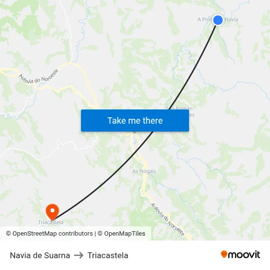 Navia de Suarna to Triacastela map