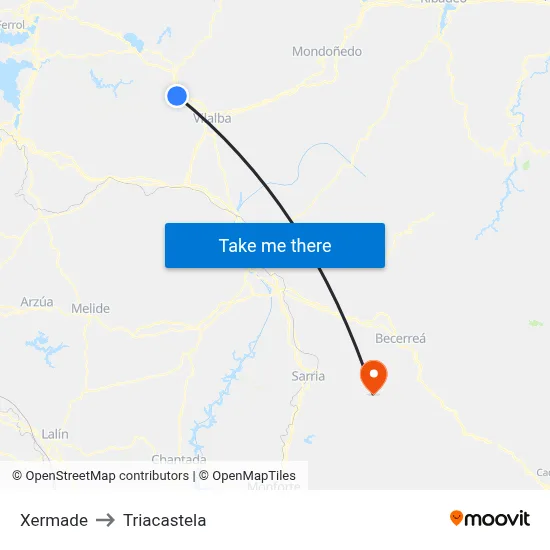 Xermade to Triacastela map
