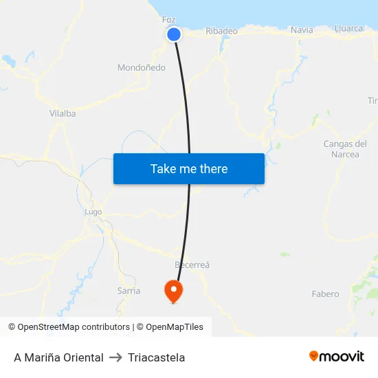 A Mariña Oriental to Triacastela map