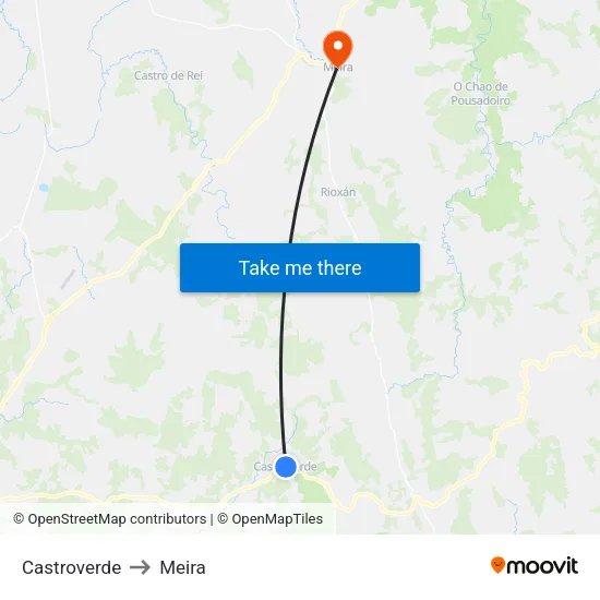 Castroverde to Meira map