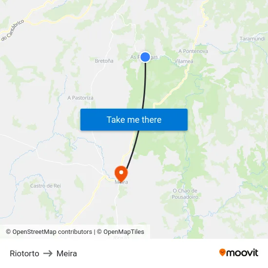 Riotorto to Meira map