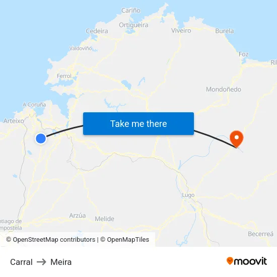 Carral to Meira map