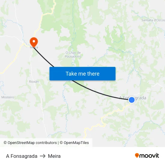 A Fonsagrada to Meira map