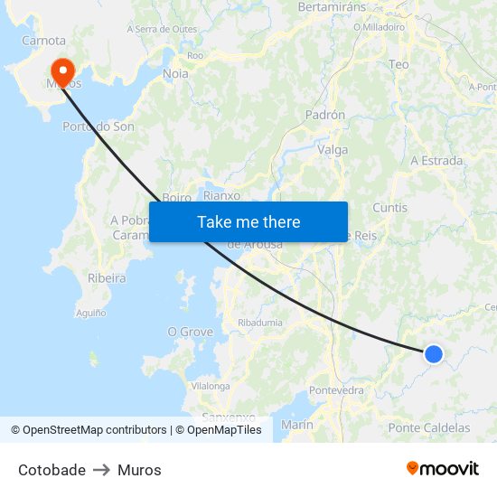 Cotobade to Muros map