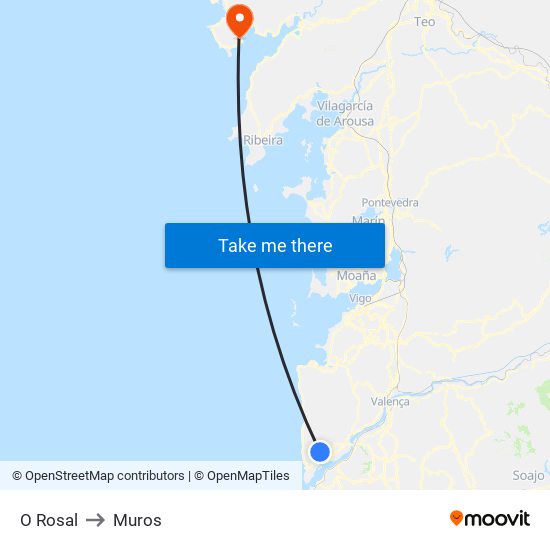 O Rosal to Muros map
