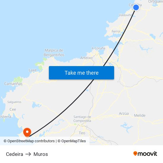 Cedeira to Muros map