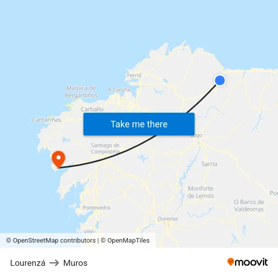Lourenzá to Muros map