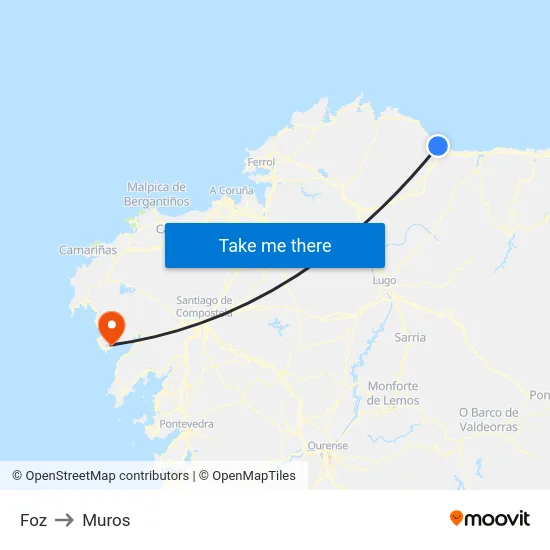 Foz to Muros map