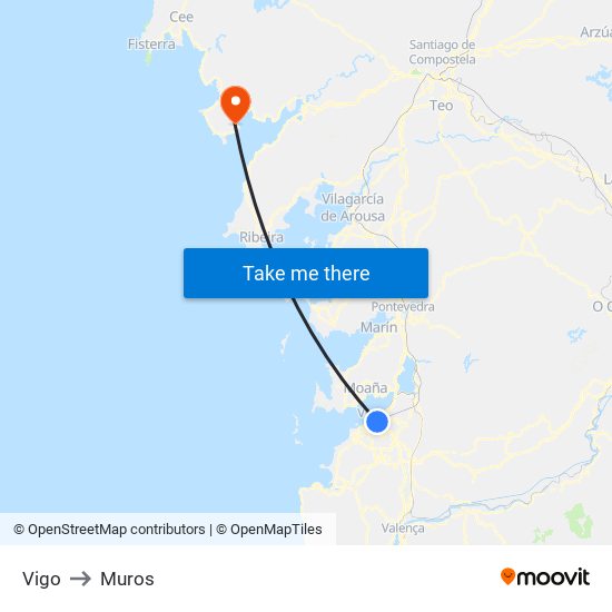 Vigo to Muros map