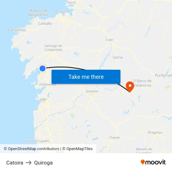 Catoira to Quiroga map