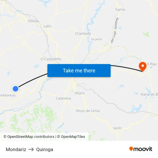 Mondariz to Quiroga map