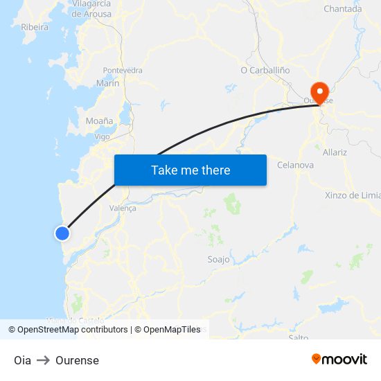 Oia to Ourense map