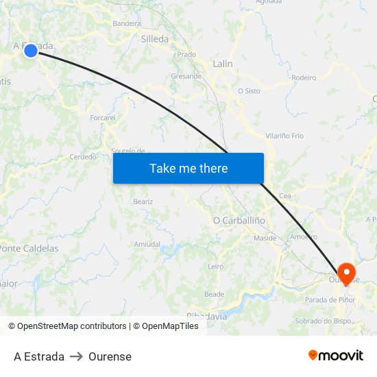A Estrada to Ourense map