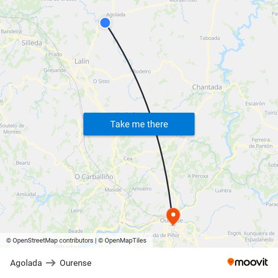 Agolada to Ourense map