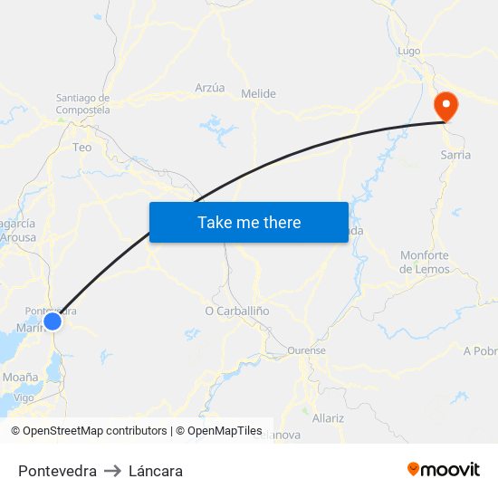 Pontevedra to Láncara map