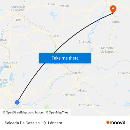 Salceda De Caselas to Láncara map