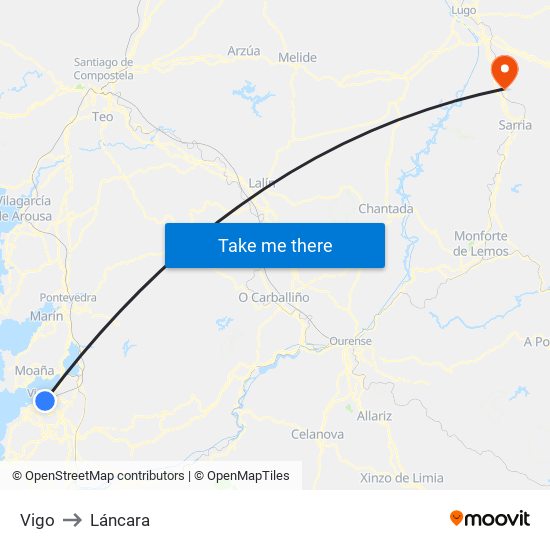 Vigo to Láncara map