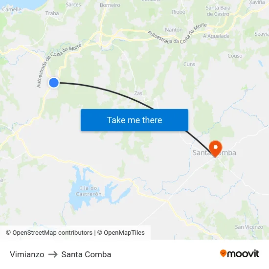 Vimianzo to Santa Comba map