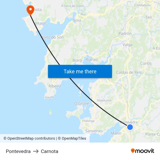 Pontevedra to Carnota map