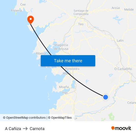 A Cañiza to Carnota map