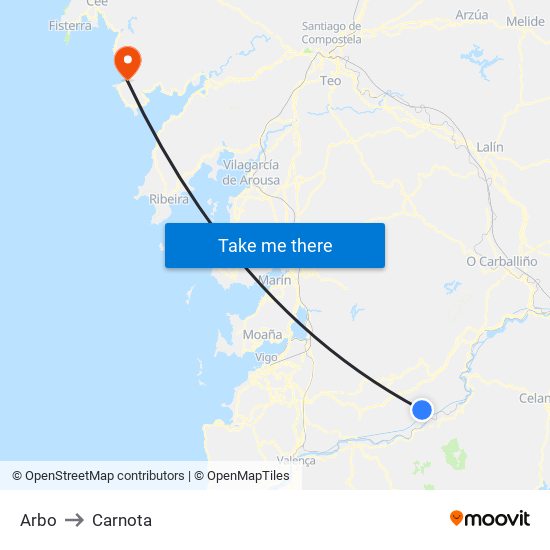 Arbo to Carnota map
