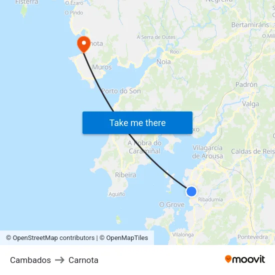 Cambados to Carnota map