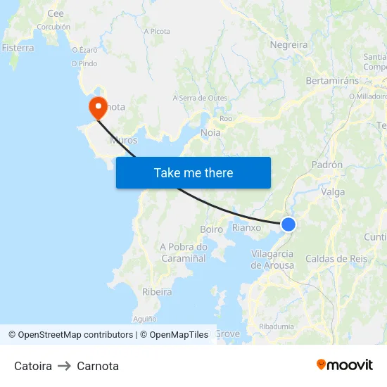 Catoira to Carnota map