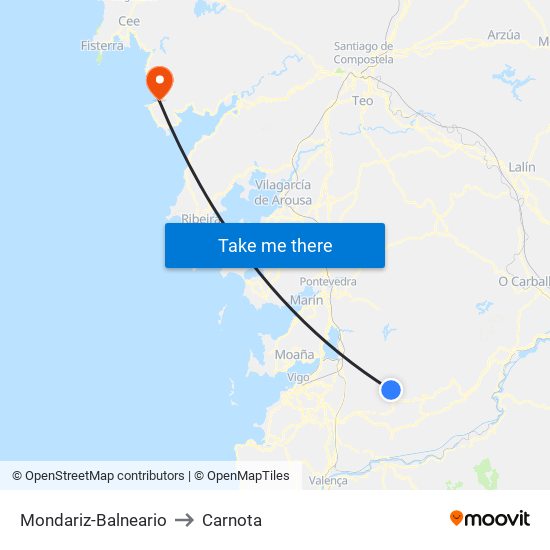 Mondariz-Balneario to Carnota map