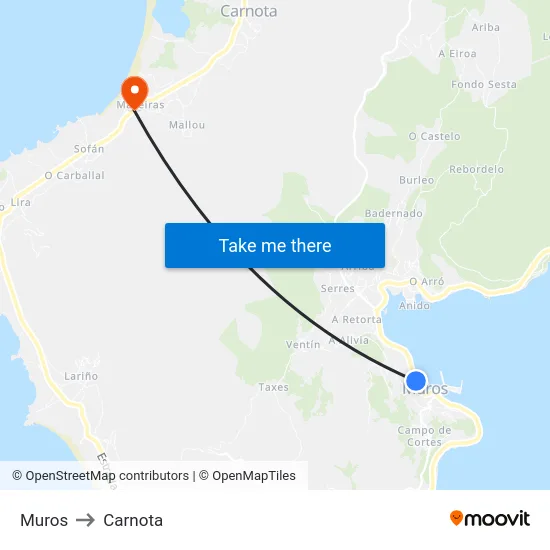 Muros to Carnota map