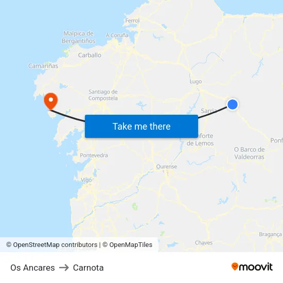 Os Ancares to Carnota map