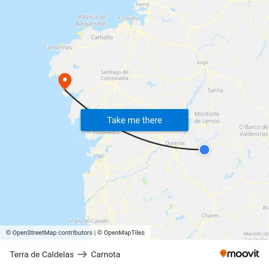 Terra de Caldelas to Carnota map