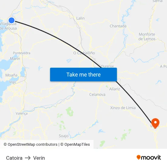 Catoira to Verín map