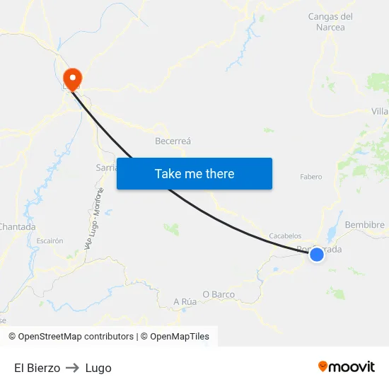 El Bierzo to Lugo map