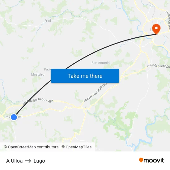 A Ulloa to Lugo map