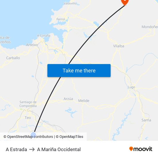 A Estrada to A Mariña Occidental map