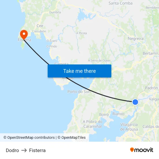 Dodro to Fisterra map