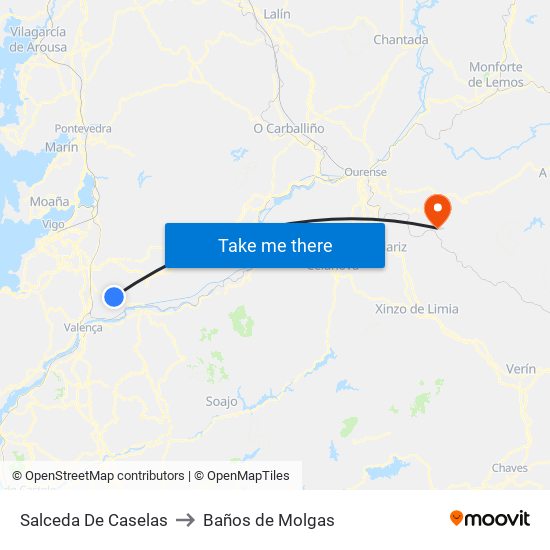 Salceda De Caselas to Baños de Molgas map