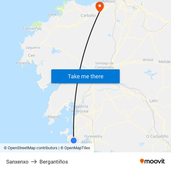 Sanxenxo to Bergantiños map